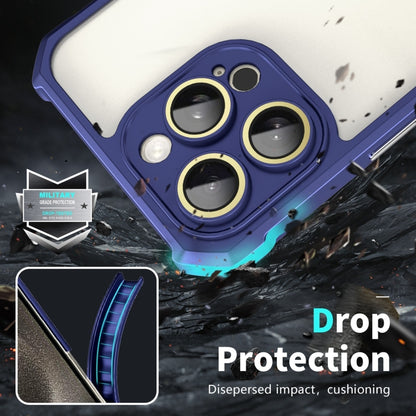 For iPhone 16 Plus Shockproof Acrylic Phone Case with Lens Glass Film(Blue) - iPhone 16 Plus Cases by PMC Jewellery | Online Shopping South Africa | PMC Jewellery | Buy Now Pay Later Mobicred