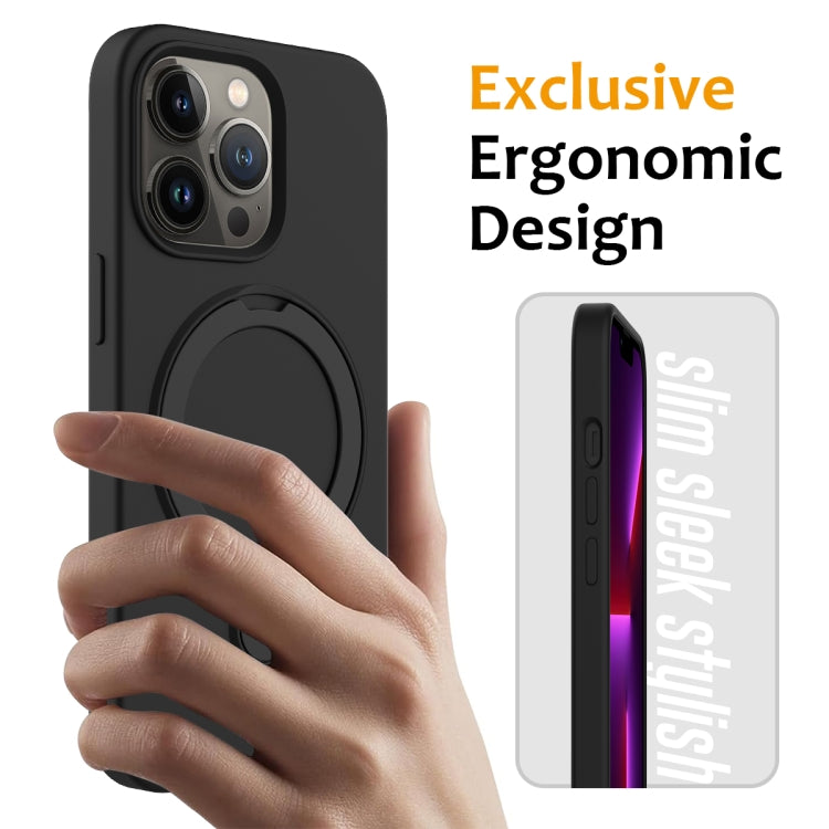 For iPhone 12 Pro Max MagSafe Magnetic Liquid Silicone Phone Case with Ring Holder(Black) - iPhone 12 Pro Max Cases by PMC TechLife | Online Shopping South Africa | PMC TechLife