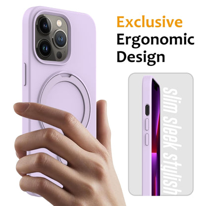 For iPhone 13 Pro MagSafe Magnetic Liquid Silicone Phone Case with Ring Holder(Lilac Purple) - iPhone 13 Pro Cases by PMC Jewellery | Online Shopping South Africa | PMC Jewellery