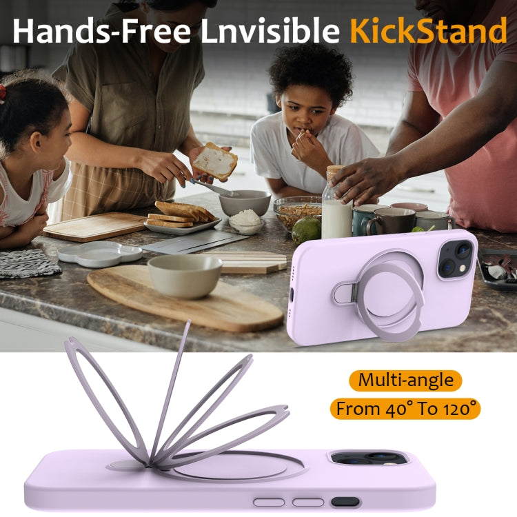 For iPhone 13 MagSafe Magnetic Liquid Silicone Phone Case with Ring Holder(Lilac Purple) - iPhone 13 Cases by PMC TechLife | Online Shopping South Africa | PMC TechLife