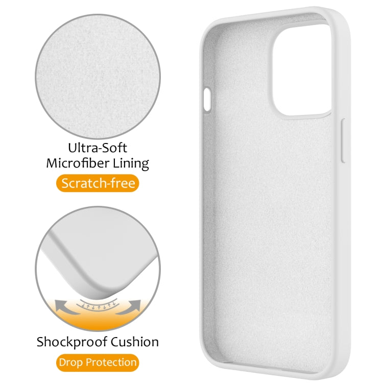 For iPhone 14 Pro Max MagSafe Magnetic Liquid Silicone Phone Case with Ring Holder(White) - iPhone 14 Pro Max Cases by PMC Jewellery | Online Shopping South Africa | PMC Jewellery