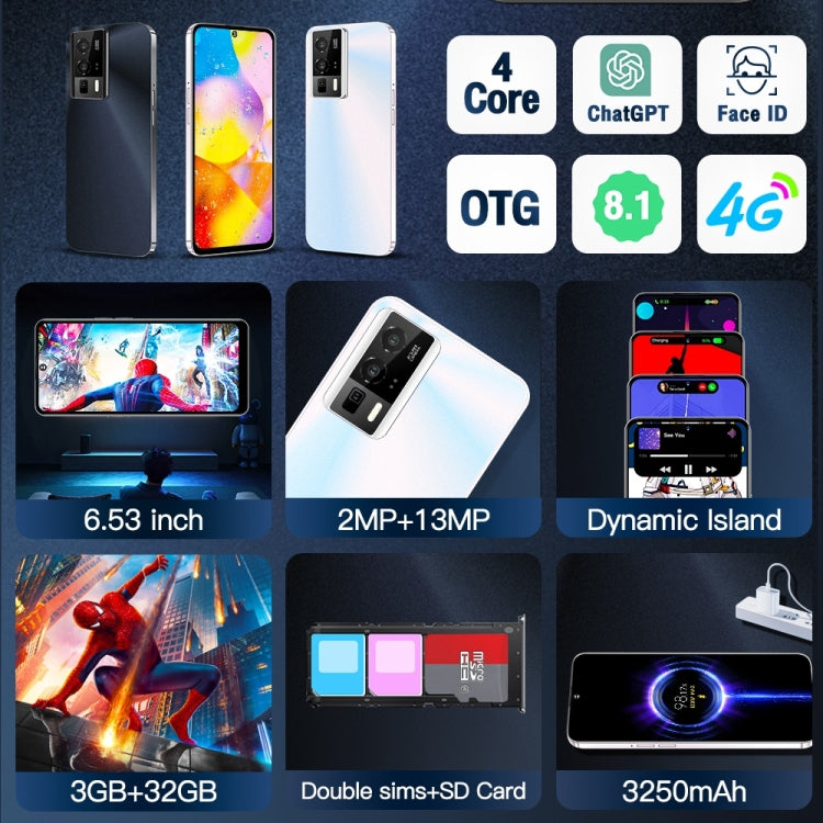 F15 Pro+ / U29, 3GB+32GB, 6.53 inch Screen, Face Identification, Android 8.1 MTK6737 Quad Core, Network: 4G, OTG, Dual SIM(White) - free shipping - PMC TechLife - Order now!