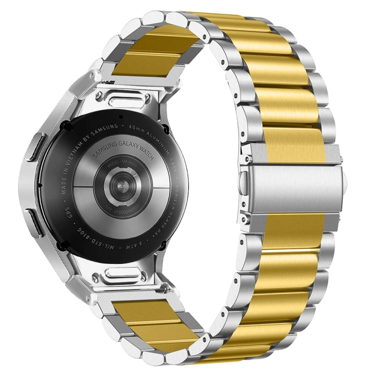 For Samsung Galaxy Watch 6 Quick Release Button Three-bead Stainless Steel Watch Band(Silver Gold) - free shipping - PMC TechLife - Order now!