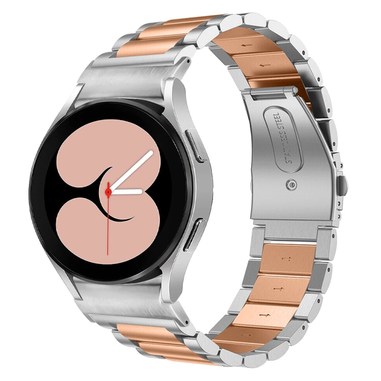 For Samsung Galaxy Watch 6 Quick Release Button Three-bead Stainless Steel Watch Band(Silver Rose Gold) - free shipping - PMC TechLife - Order now!