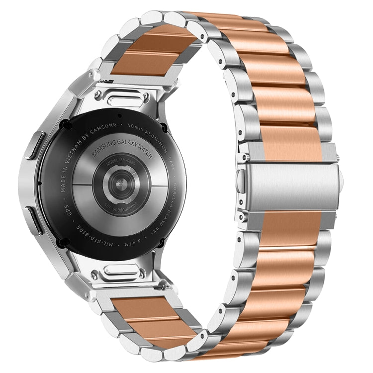 For Samsung Galaxy Watch 6 Quick Release Button Three-bead Stainless Steel Watch Band(Silver Rose Gold) - free shipping - PMC TechLife - Order now!