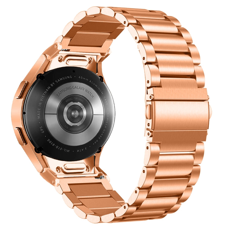 For Samsung Galaxy Watch 6 Quick Release Button Three-bead Stainless Steel Watch Band(Rose Gold) - free shipping - PMC TechLife - Order now!