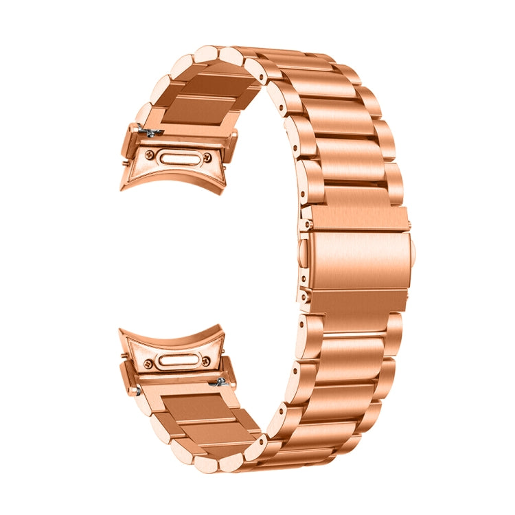 For Samsung Galaxy Watch 6 Quick Release Button Three-bead Stainless Steel Watch Band(Rose Gold) - free shipping - PMC TechLife - Order now!