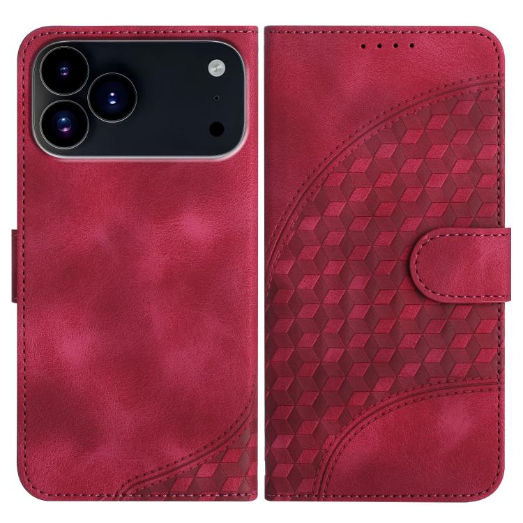 For iPhone 17 Pro Max YX0060 Elephant Head Embossed Phone Leather Case with Lanyard(Rose Red) - free shipping - PMc TechLife - Order now!