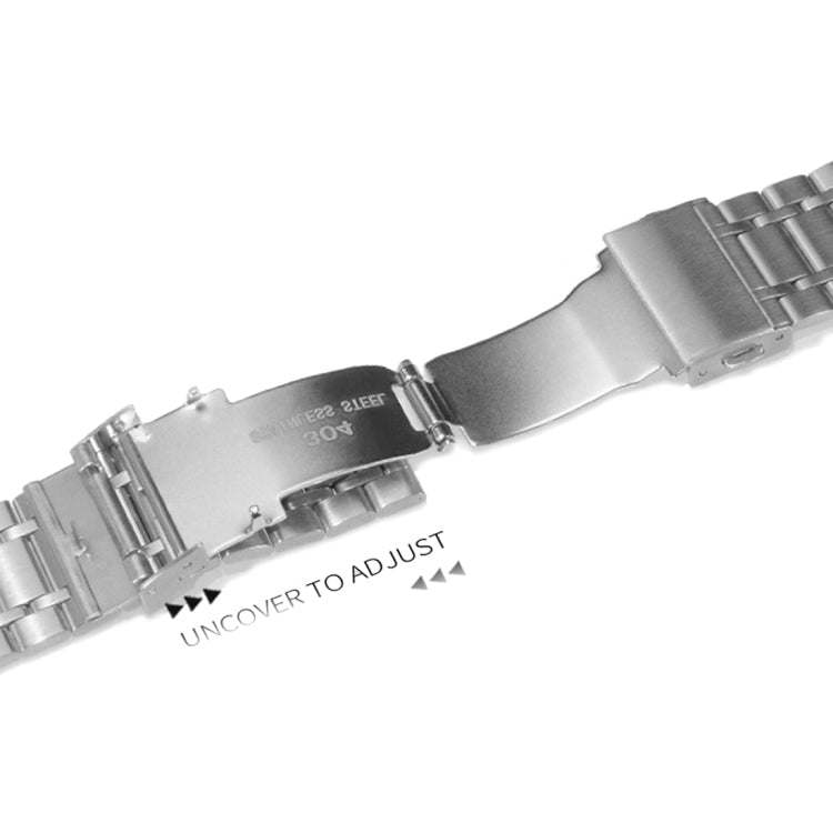20mm Universal Dual Press Buckle Five-bead Stainless Steel Watch Band(Silver) - free shipping - PMC TechLife - Order now!