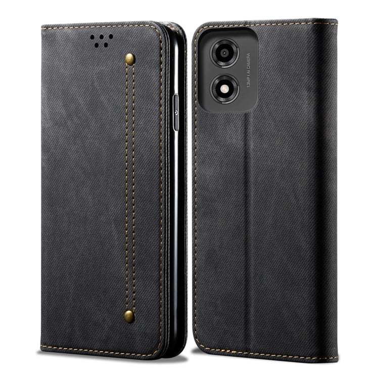 For Motorola Moto E14 Denim Texture Flip Leather Phone Case(Black) - free shipping - PMC TechLife - Order now!
