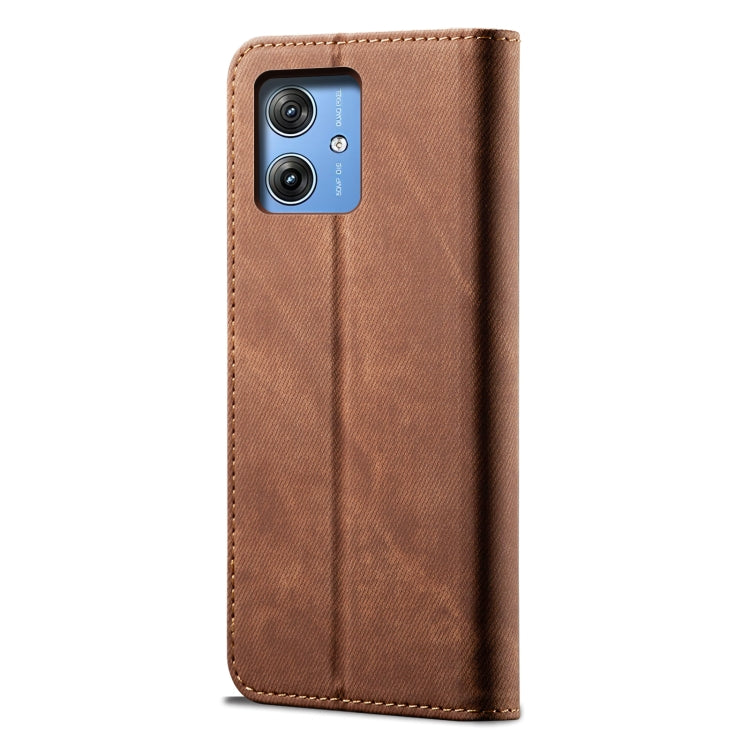 For Motorola Moto G54 5G Global Denim Texture Flip Leather Phone Case(Brown) - free shipping - PMC TechLife - Order now!
