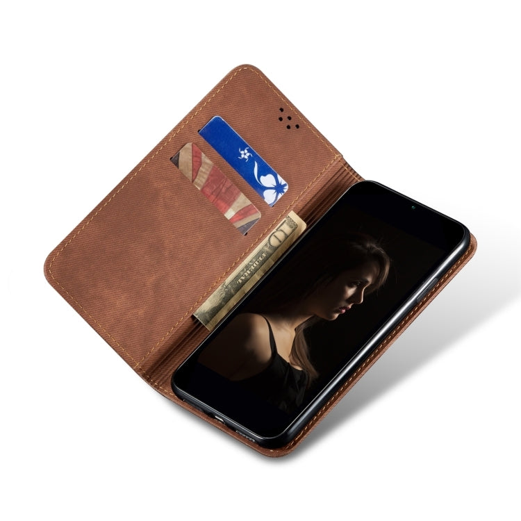 For Motorola Moto G35 Denim Texture Flip Leather Phone Case(Brown) - free shipping - PMC TechLife - Order now!