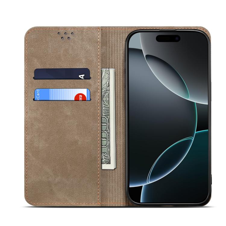 For Motorola Edge 60 Fusion Denim Texture Flip Leather Phone Case(Khaki) - free shipping - PMC TechLife - Order now!