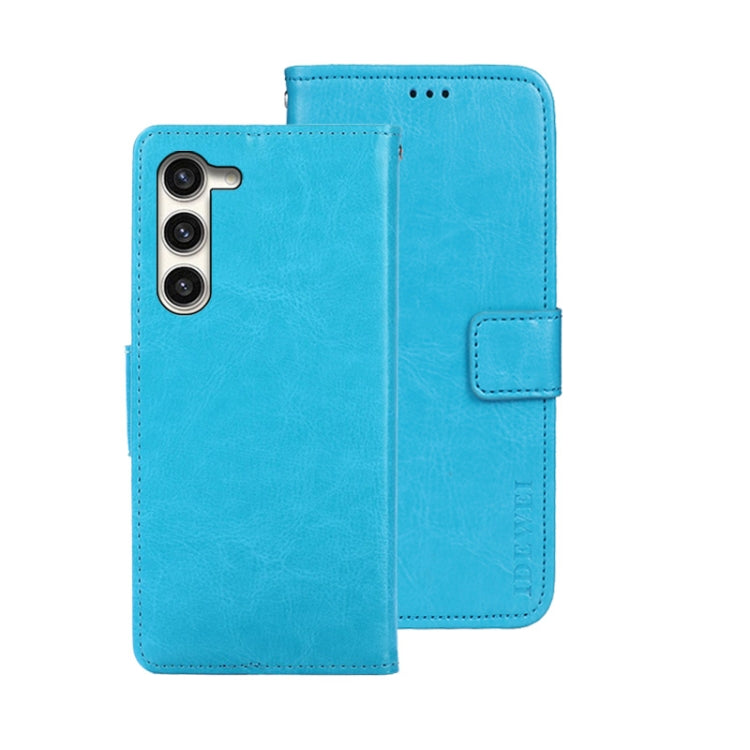 For Samsung Galaxy S24+ 5G idewei Crazy Horse Texture Leather Phone Case(Sky Blue) - free shipping - PMC Jewellery - Order now!