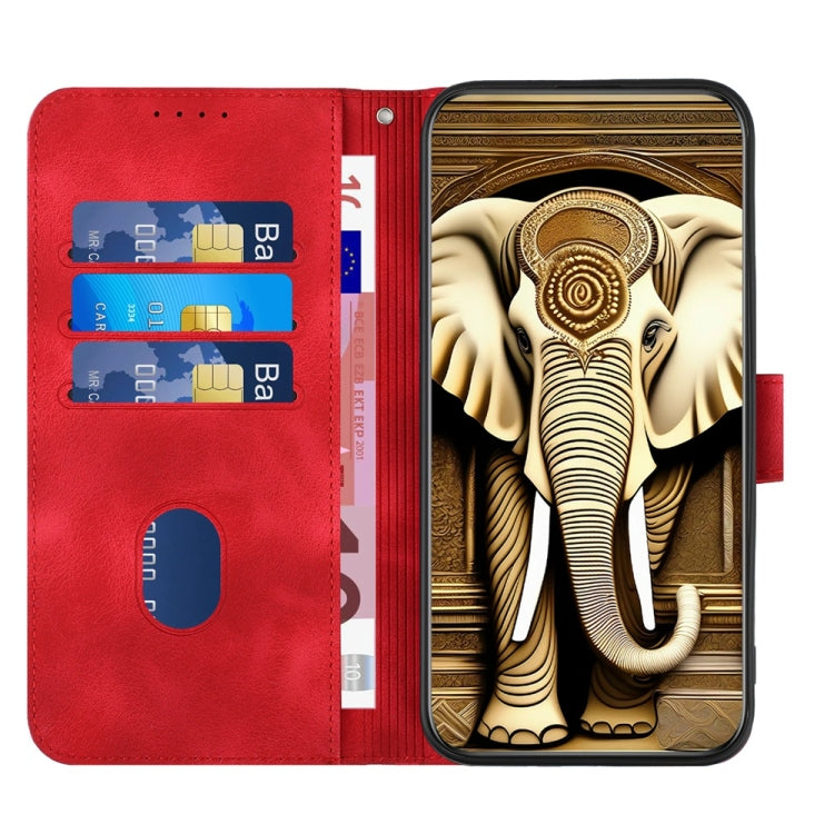 For Motorola Edge 5G 2024 YX0060 Elephant Head Embossed Phone Leather Case with Lanyard(Red) - Motorola Cases by PMC Jewellery | Online Shopping South Africa | PMC Jewellery | Buy Now Pay Later Mobicred
