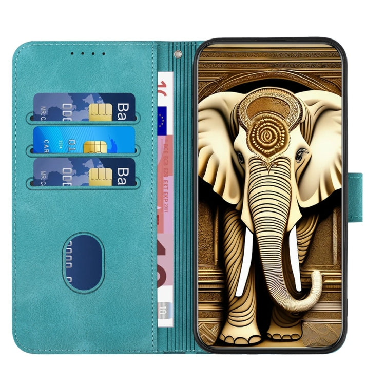 For Motorola Edge 5G 2024 YX0060 Elephant Head Embossed Phone Leather Case with Lanyard(Light Blue) - Motorola Cases by PMC Jewellery | Online Shopping South Africa | PMC Jewellery | Buy Now Pay Later Mobicred