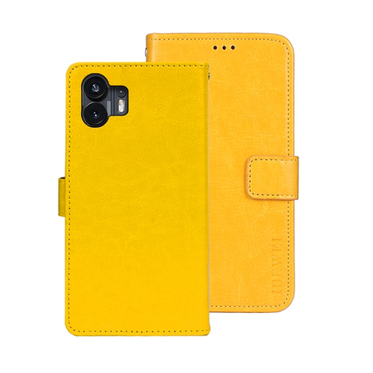 For Nothing Phone 2 idewei Crazy Horse Texture Leather Phone Case with Holder(Yellow) - Nothing Cases by idewei | Online Shopping South Africa | PMC Jewellery | Buy Now Pay Later Mobicred