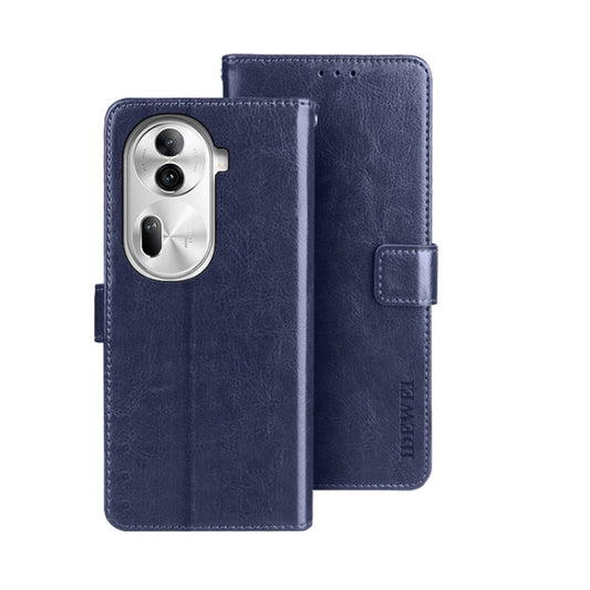 For OPPO Reno11 Pro 5G Global idewei Crazy Horse Texture Leather Phone Case with Holder(Blue) - Reno11 Pro Cases by idewei | Online Shopping South Africa | PMC Jewellery | Buy Now Pay Later Mobicred