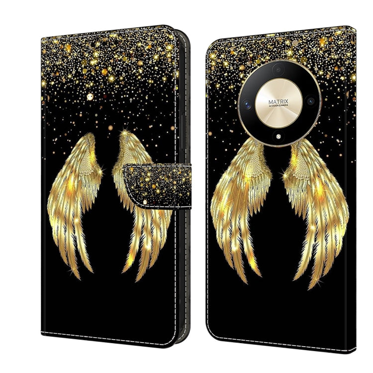 For Honor Magic6 Lite Crystal 3D Shockproof Protective Leather Phone Case(Golden Wings) - Honor Cases by PMC TechLife | Online Shopping South Africa | PMC TechLife | Buy Now Pay Later Mobicred