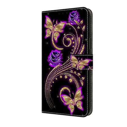 For Honor Magic6 Lite Crystal 3D Shockproof Protective Leather Phone Case(Purple Flower Butterfly) - Honor Cases by PMC Jewellery | Online Shopping South Africa | PMC Jewellery | Buy Now Pay Later Mobicred