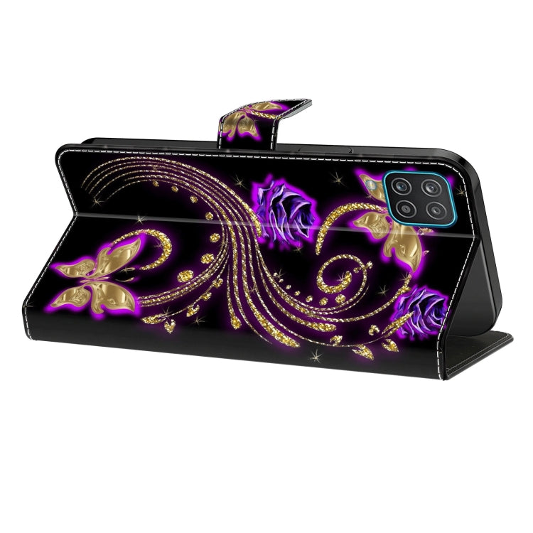 For Honor Magic6 Lite Crystal 3D Shockproof Protective Leather Phone Case(Purple Flower Butterfly) - Honor Cases by PMC Jewellery | Online Shopping South Africa | PMC Jewellery | Buy Now Pay Later Mobicred