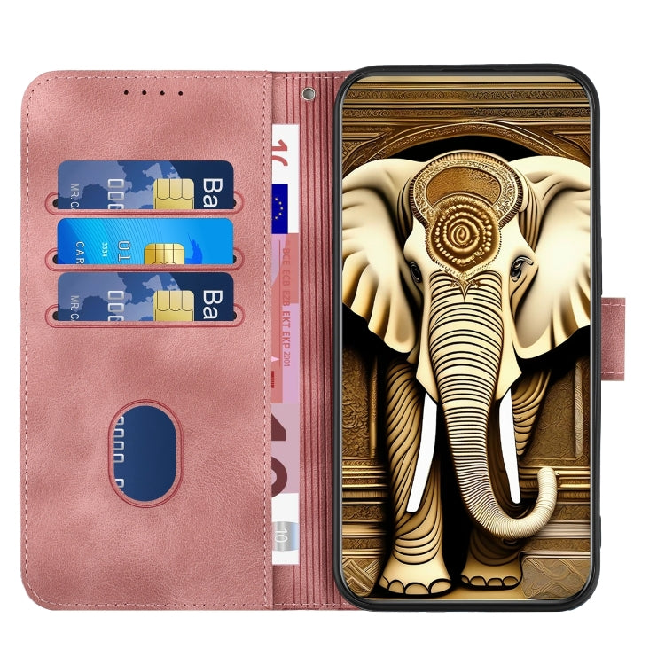 For Google Pixel 9 Pro YX0060 Elephant Head Embossed Phone Leather Case with Lanyard(Pink) - Google Cases by PMC TechLife | Online Shopping South Africa | PMC TechLife | Buy Now Pay Later Mobicred