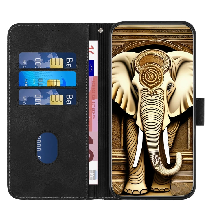 For Google Pixel 9 Pro YX0060 Elephant Head Embossed Phone Leather Case with Lanyard(Black) - Google Cases by PMC TechLife | Online Shopping South Africa | PMC TechLife | Buy Now Pay Later Mobicred