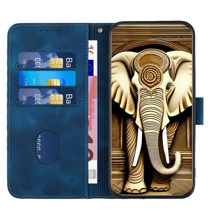 For Google Pixel 9 YX0060 Elephant Head Embossed Phone Leather Case with Lanyard(Royal Blue) - Google Cases by PMC TechLife | Online Shopping South Africa | PMC TechLife | Buy Now Pay Later Mobicred