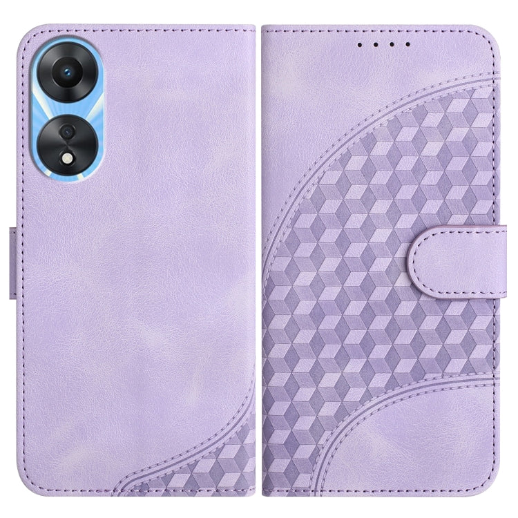 For OPPO A58 4G YX0060 Elephant Head Embossed Phone Leather Case with Lanyard(Light Purple) - OPPO Cases by PMC TechLife | Online Shopping South Africa | PMC TechLife | Buy Now Pay Later Mobicred