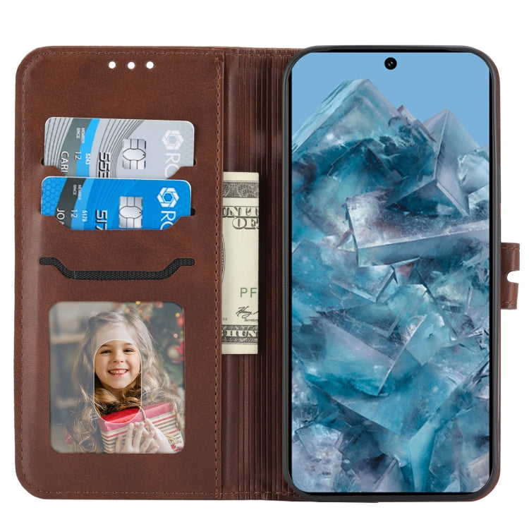 For Google Pixel 9 Pro Embossed Happy Cat Pattern Flip Leather Phone Case(Brown) - Google Cases by PMC TechLife | Online Shopping South Africa | PMC TechLife | Buy Now Pay Later Mobicred
