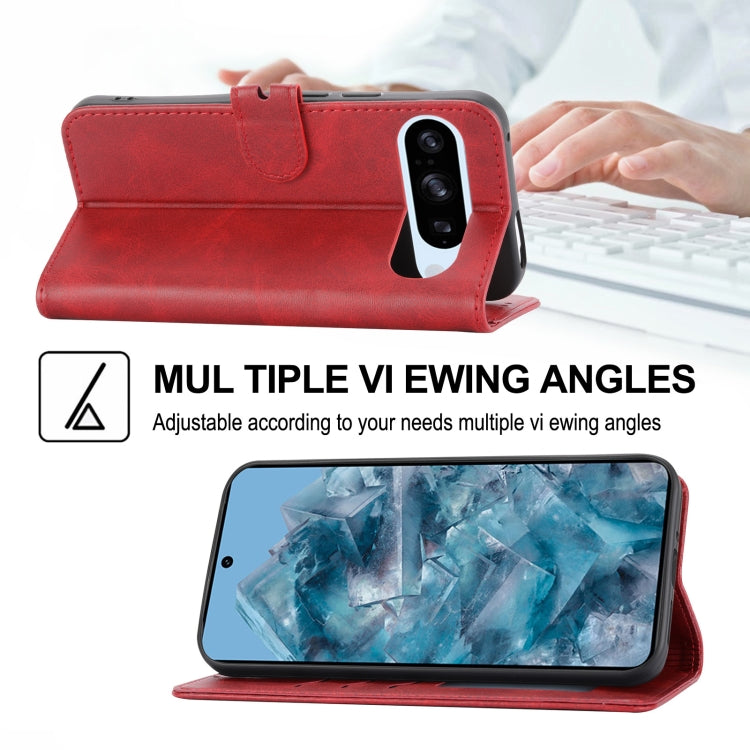 For Google Pixel 9 Embossed Happy Cat Pattern Flip Leather Phone Case(Red) - Google Cases by PMC TechLife | Online Shopping South Africa | PMC TechLife | Buy Now Pay Later Mobicred