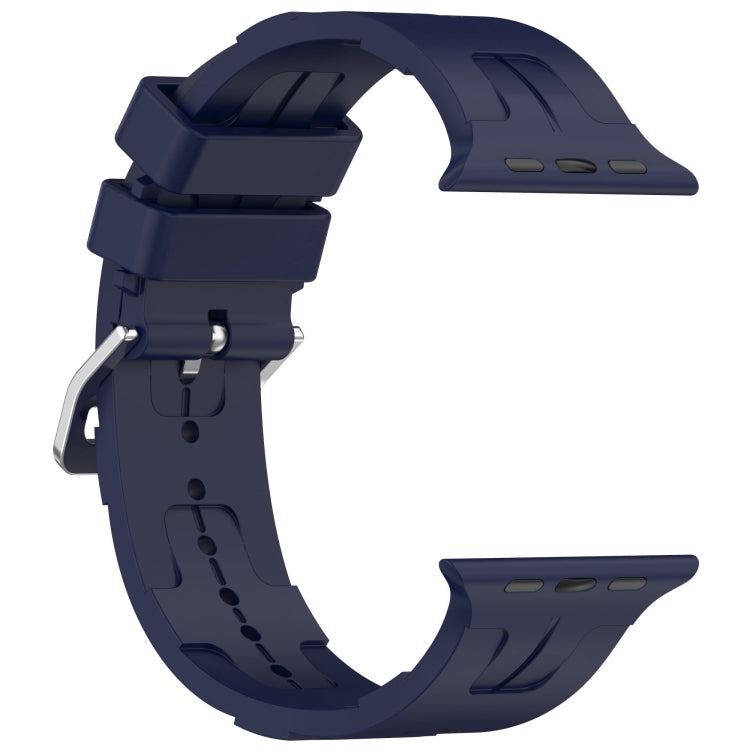 For Apple Watch Series 9 45mm H Texture Silicone Ladder Buckle Watch Band(Midnight) - Watch Bands by PMC TechLife | Online Shopping South Africa | PMC TechLife