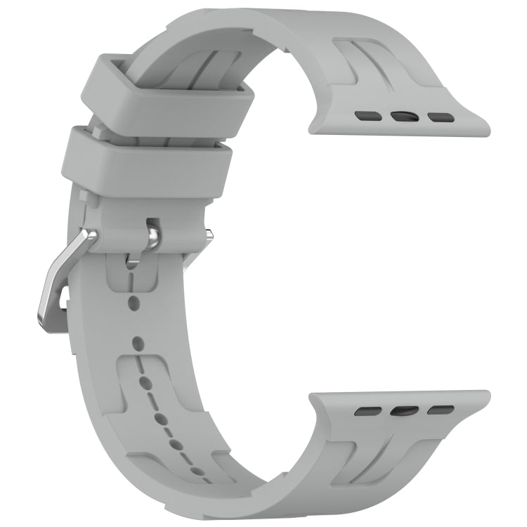 For Apple Watch SE 2022 40mm H Texture Silicone Ladder Buckle Watch Band(Grey) - Watch Bands by PMC TechLife | Online Shopping South Africa | PMC TechLife