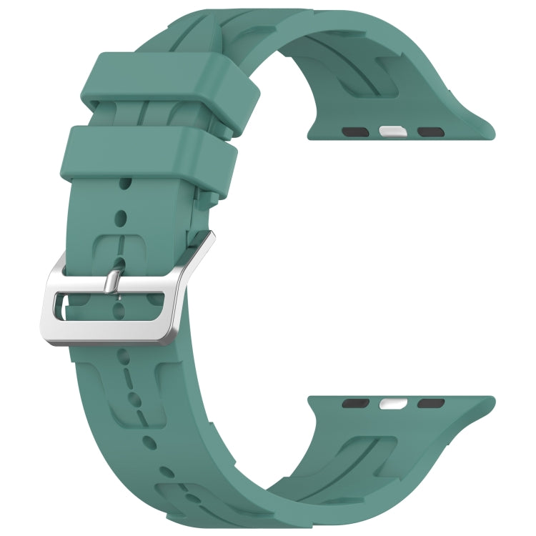 For Apple Watch SE 40mm H Texture Silicone Ladder Buckle Watch Band(Pine Green) - Watch Bands by PMC TechLife | Online Shopping South Africa | PMC TechLife