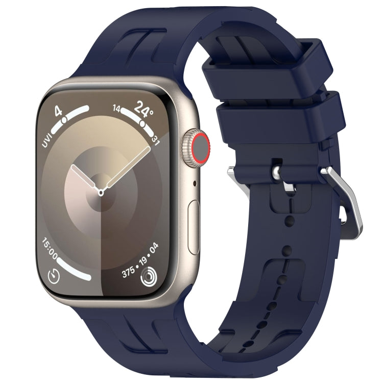 For Apple Watch SE 40mm H Texture Silicone Ladder Buckle Watch Band(Midnight) - Watch Bands by PMC TechLife | Online Shopping South Africa | PMC TechLife
