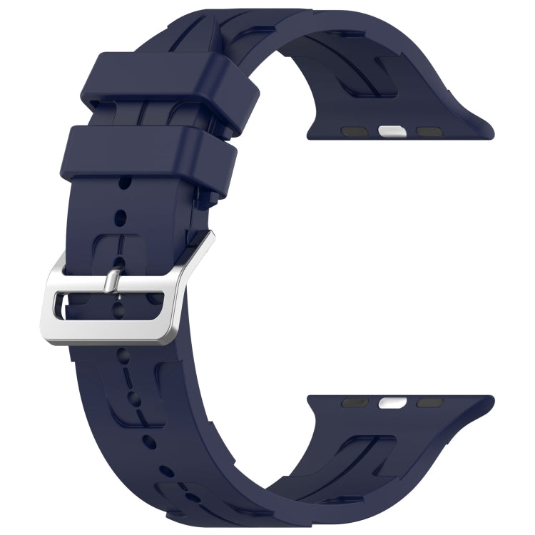 For Apple Watch SE 40mm H Texture Silicone Ladder Buckle Watch Band(Midnight) - Watch Bands by PMC TechLife | Online Shopping South Africa | PMC TechLife