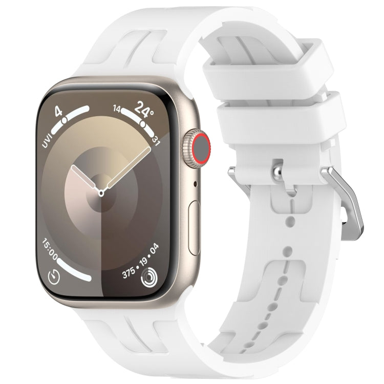 For Apple Watch SE 44mm H Texture Silicone Ladder Buckle Watch Band(White) - Watch Bands by PMC TechLife | Online Shopping South Africa | PMC TechLife