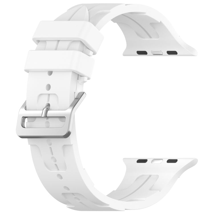 For Apple Watch SE 44mm H Texture Silicone Ladder Buckle Watch Band(White) - Watch Bands by PMC TechLife | Online Shopping South Africa | PMC TechLife