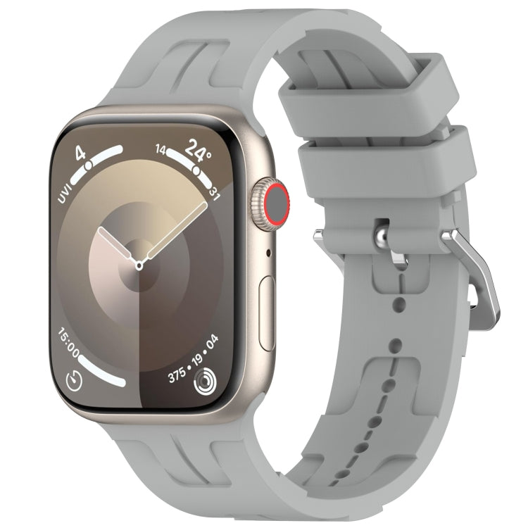 For Apple Watch SE 44mm H Texture Silicone Ladder Buckle Watch Band(Grey) - Watch Bands by PMC TechLife | Online Shopping South Africa | PMC TechLife