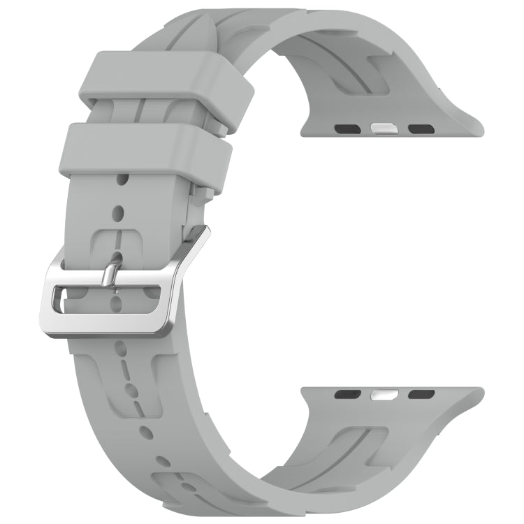 For Apple Watch SE 44mm H Texture Silicone Ladder Buckle Watch Band(Grey) - Watch Bands by PMC TechLife | Online Shopping South Africa | PMC TechLife