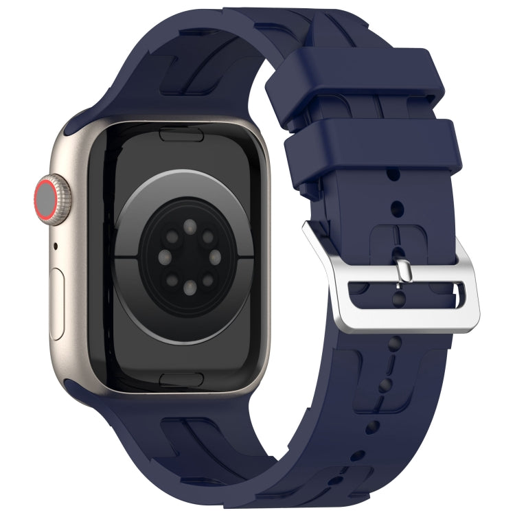 For Apple Watch SE 44mm H Texture Silicone Ladder Buckle Watch Band(Midnight) - Watch Bands by PMC TechLife | Online Shopping South Africa | PMC TechLife