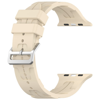 For Apple Watch Series 2 42mm H Texture Silicone Ladder Buckle Watch Band(Khaki) - Watch Bands by PMC Jewellery | Online Shopping South Africa | PMC Jewellery