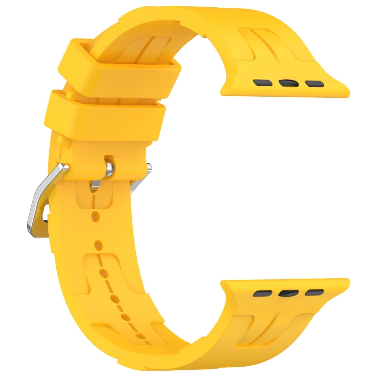 For Apple Watch 42mm H Texture Silicone Ladder Buckle Watch Band(Yellow) - Watch Bands by PMC TechLife | Online Shopping South Africa | PMC TechLife