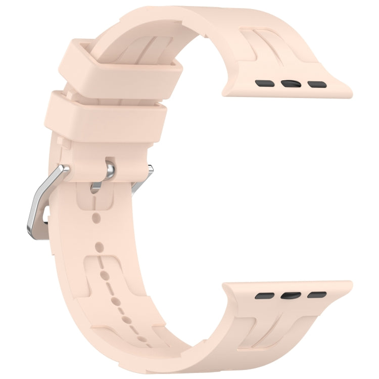 For Apple Watch 42mm H Texture Silicone Ladder Buckle Watch Band(Sand Pink) - Watch Bands by PMC TechLife | Online Shopping South Africa | PMC TechLife
