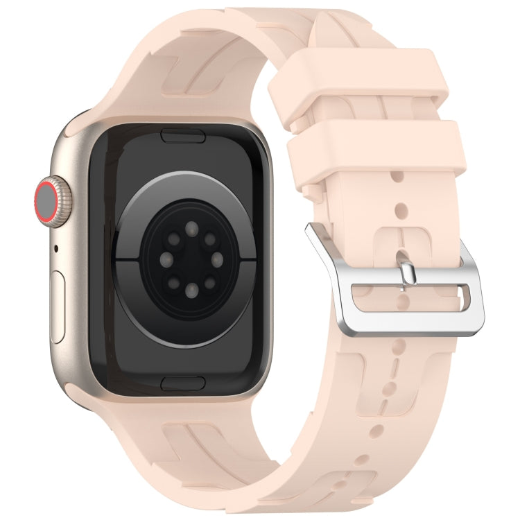 For Apple Watch 42mm H Texture Silicone Ladder Buckle Watch Band(Sand Pink) - Watch Bands by PMC TechLife | Online Shopping South Africa | PMC TechLife