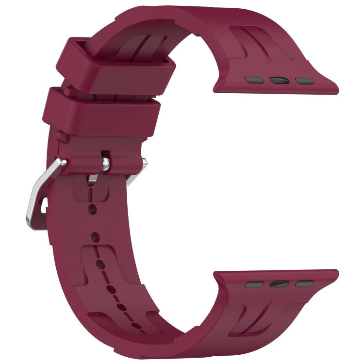 For Apple Watch 38mm H Texture Silicone Ladder Buckle Watch Band(Wine Red) - Watch Bands by PMC TechLife | Online Shopping South Africa | PMC TechLife