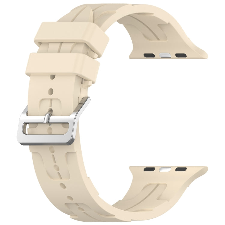 For Apple Watch 38mm H Texture Silicone Ladder Buckle Watch Band(Khaki) - Watch Bands by PMC TechLife | Online Shopping South Africa | PMC TechLife
