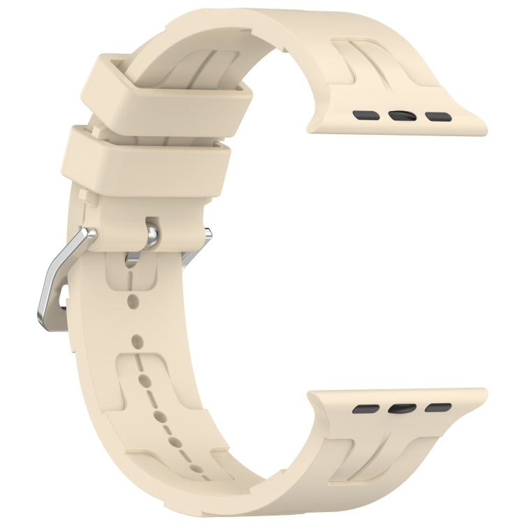 For Apple Watch 38mm H Texture Silicone Ladder Buckle Watch Band(Khaki) - Watch Bands by PMC TechLife | Online Shopping South Africa | PMC TechLife