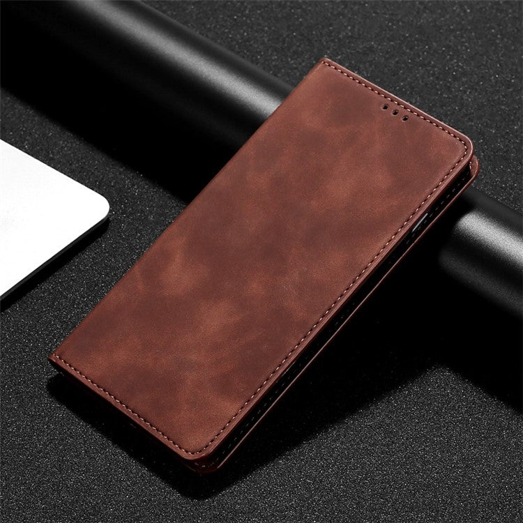For Realme 12 5G Skin Feel Magnetic Leather Phone Case(Dark Brown) - Realme Cases by PMC TechLife | Online Shopping South Africa | PMC TechLife | Buy Now Pay Later Mobicred