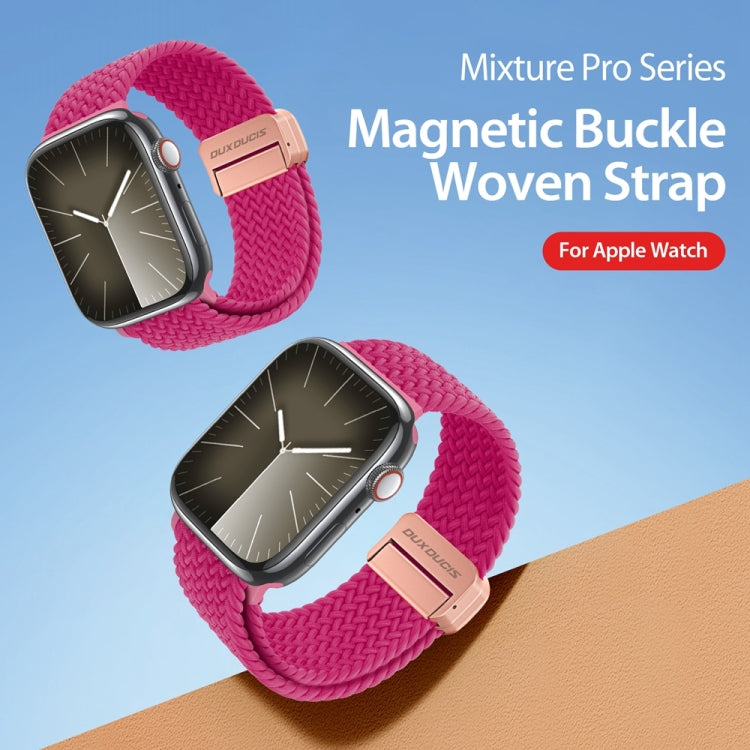 For Apple Watch 42mm DUX DUCIS Mixture Pro Series Magnetic Buckle Nylon Braid Watch Band(Raspberry Color) - Watch Bands by DUX DUCIS | Online Shopping South Africa | PMC Jewellery | Buy Now Pay Later Mobicred